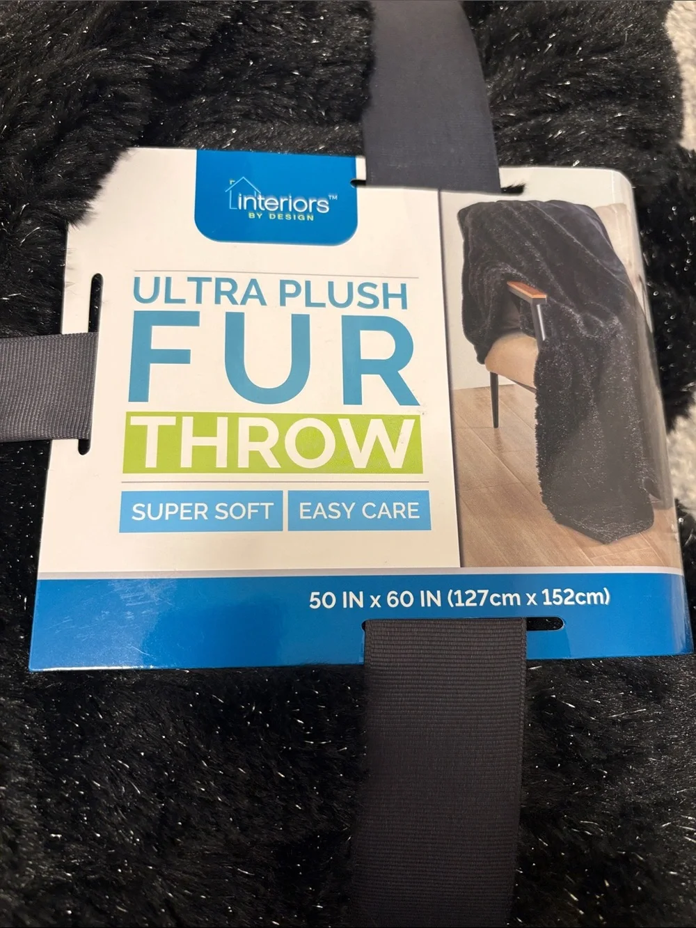 Ultra Plush Black Fur Throw - Super Soft